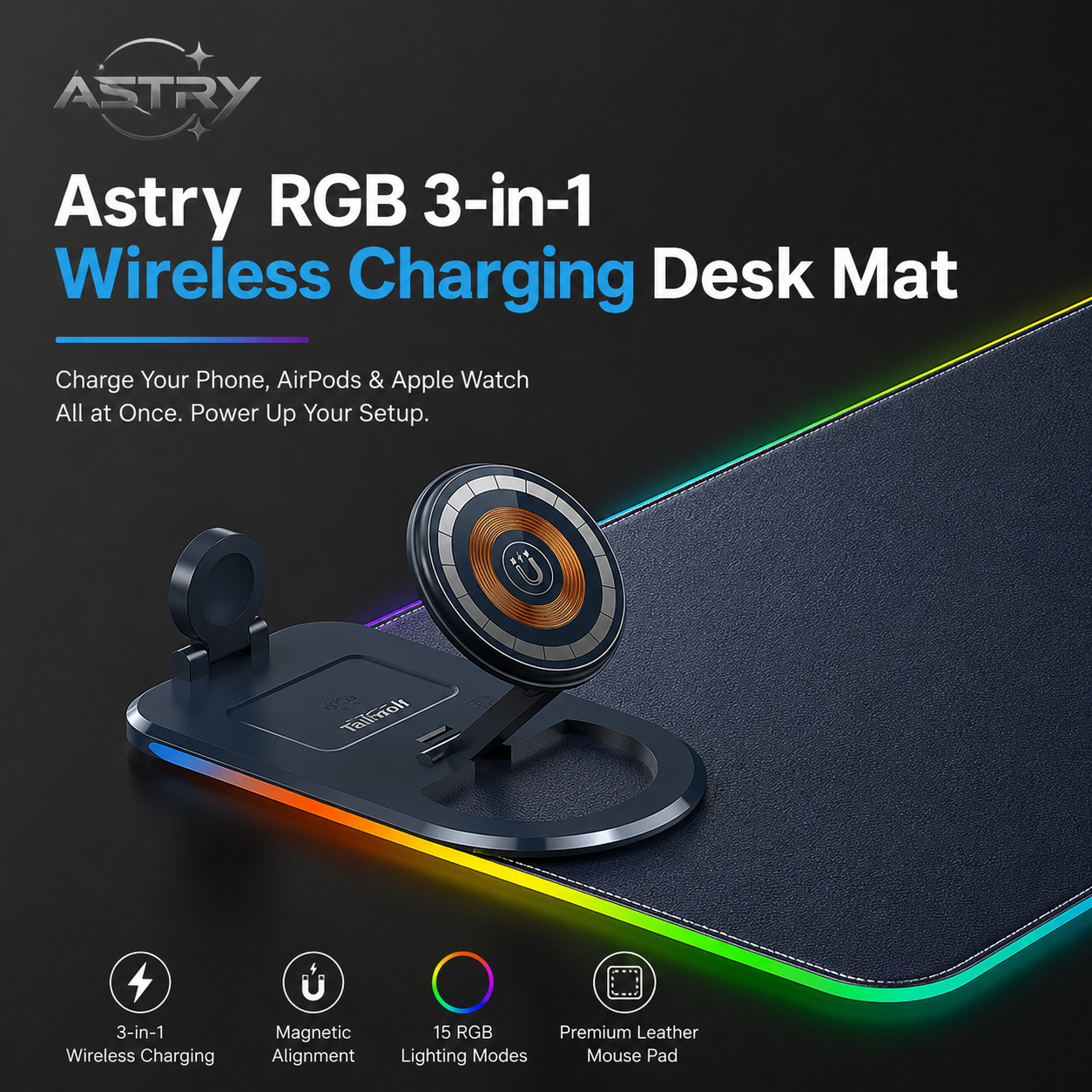 Astry RGB 3-in-1 Wireless Charging Desk Mat